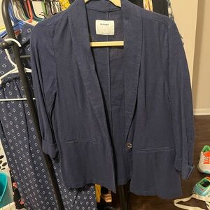 Old Navy Women's Dark Blue linen Blazer